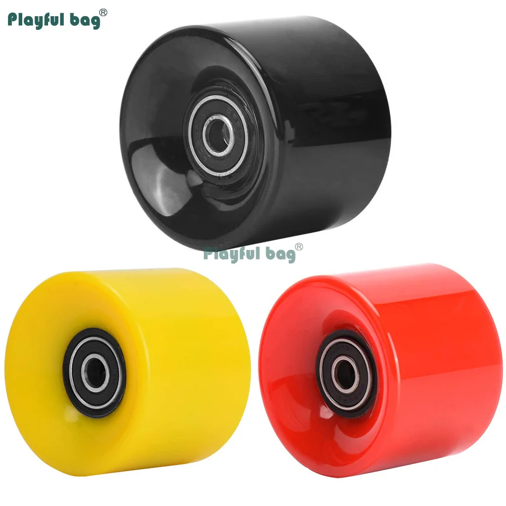 78A Skateboard Wheels 70x51mm - Longboard Cruiser PU Wheels with Colored Bearings & Spacers - 4-Piece Complete Set AMB338