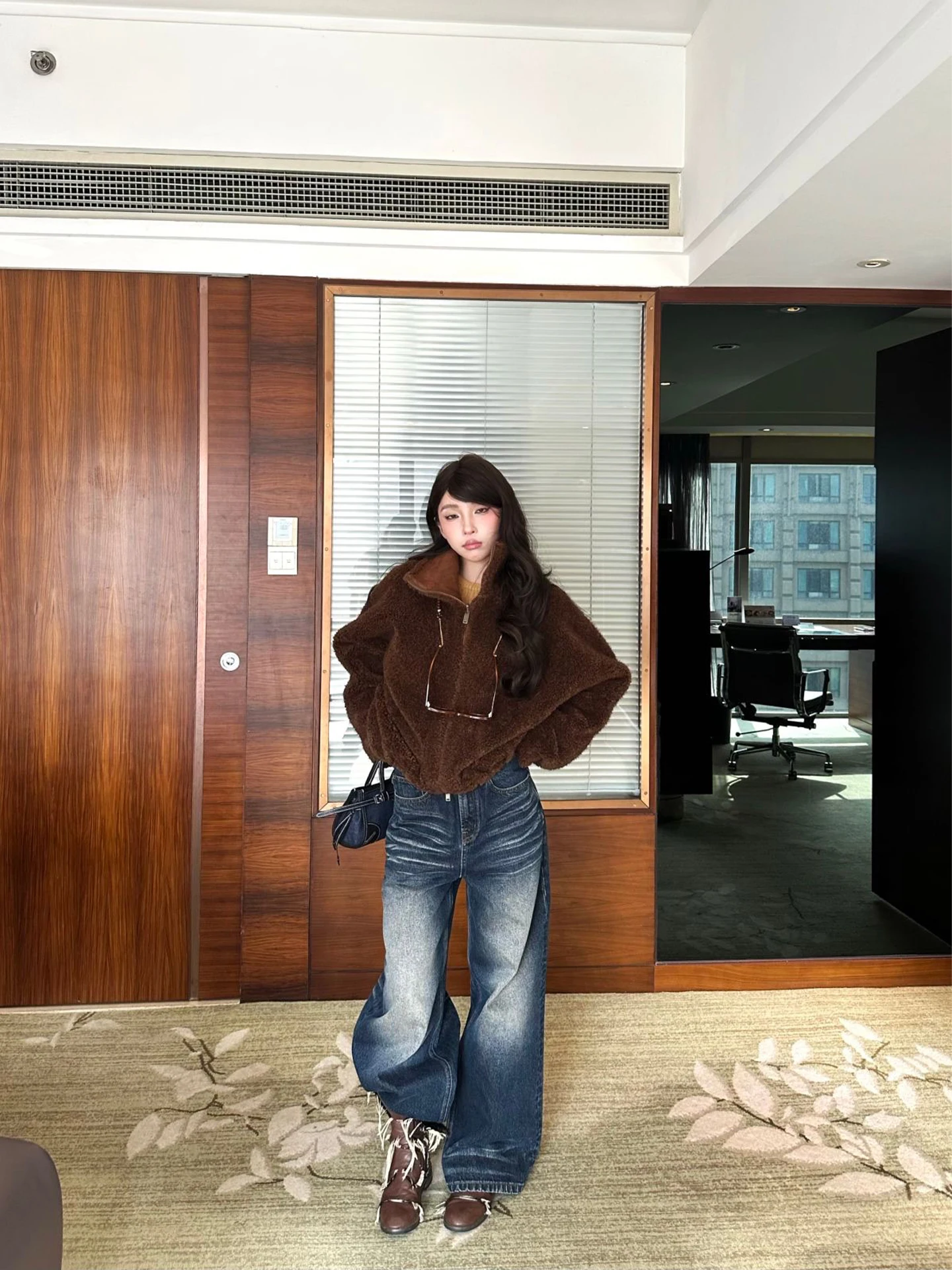 

Женские джинсы Fuunj Denim Archive: свободные, широкие, с высокой талией, повседневные, в американском ретро-стиле, прямые, длинные брюки