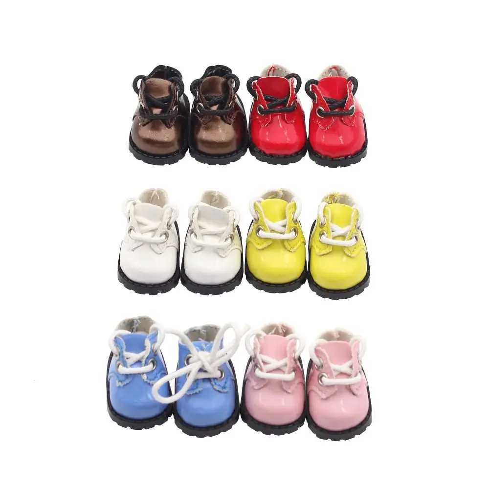 3.8X2.3cm Doll Shoes Mini Leather 10cm Doll Toy Shoes Round Toe DIY Strap Finger Shoes Cotton Doll