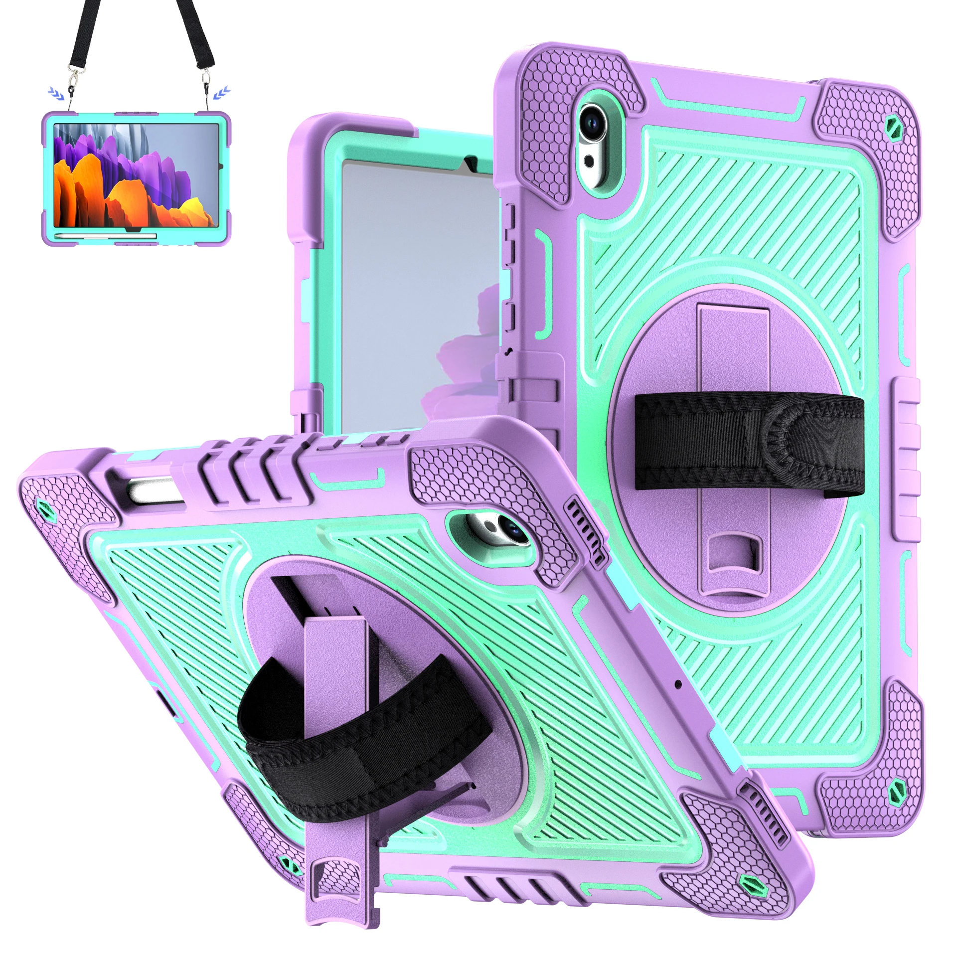 

360 Rotating Case For Samsung Galaxy Tab S11 2025 11.0 inch SM-X730 SM-X736 SM-X736B Kids Funda Stand Cover With Shoulder Strap