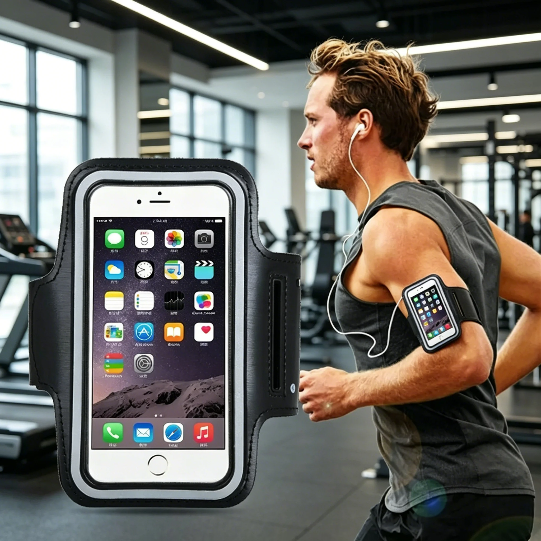 Sports Sweatproof Phone Armband Holder, Adjustable Running Gym Arm Band Case, Elastic Outdoor Smartphone Pocket For 7 inch Phone