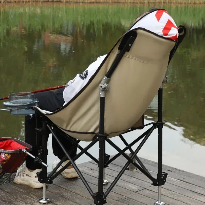 All Terrain Comfortable Backrest Folding Fishing Chair Lightweight Adjustable Fishing Chair Outdoor Leisure Moon Chair