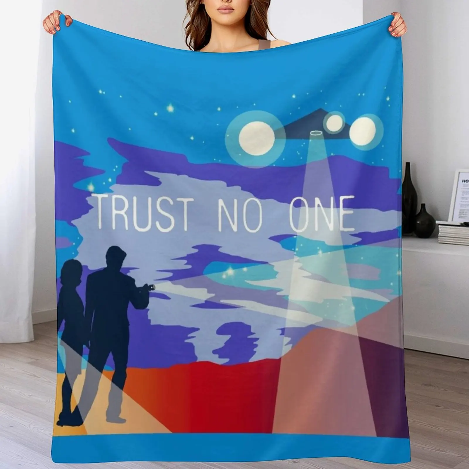 

The X Files Trust no one Mulder and Scully Throw Blanket Warm Plush Fuzzy Blanket for Living Room