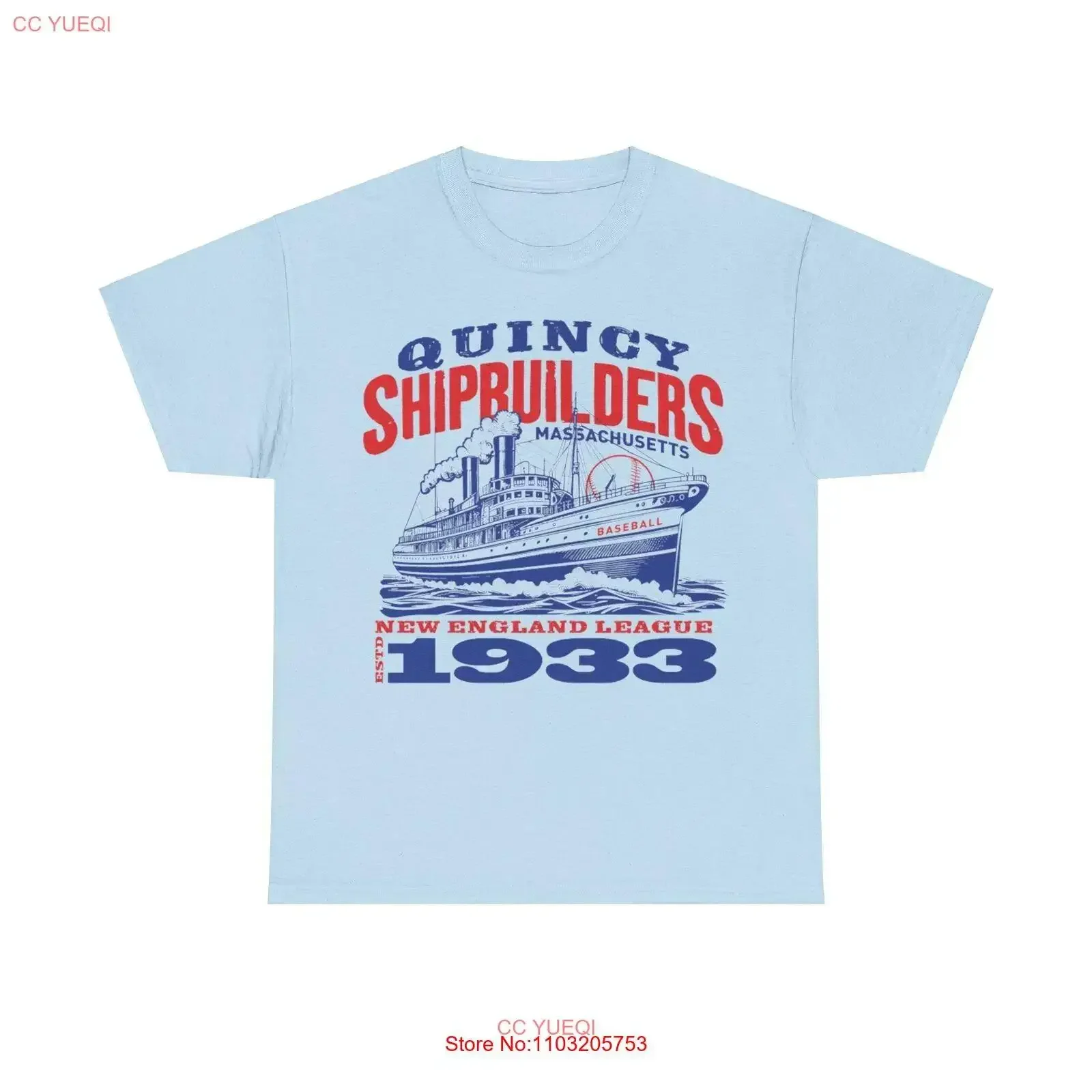 

Quincy Shipbuilders Est 1933 Massachusetts Baseball T shirt vintage Washed Breathable designer clothes Casual streetwear