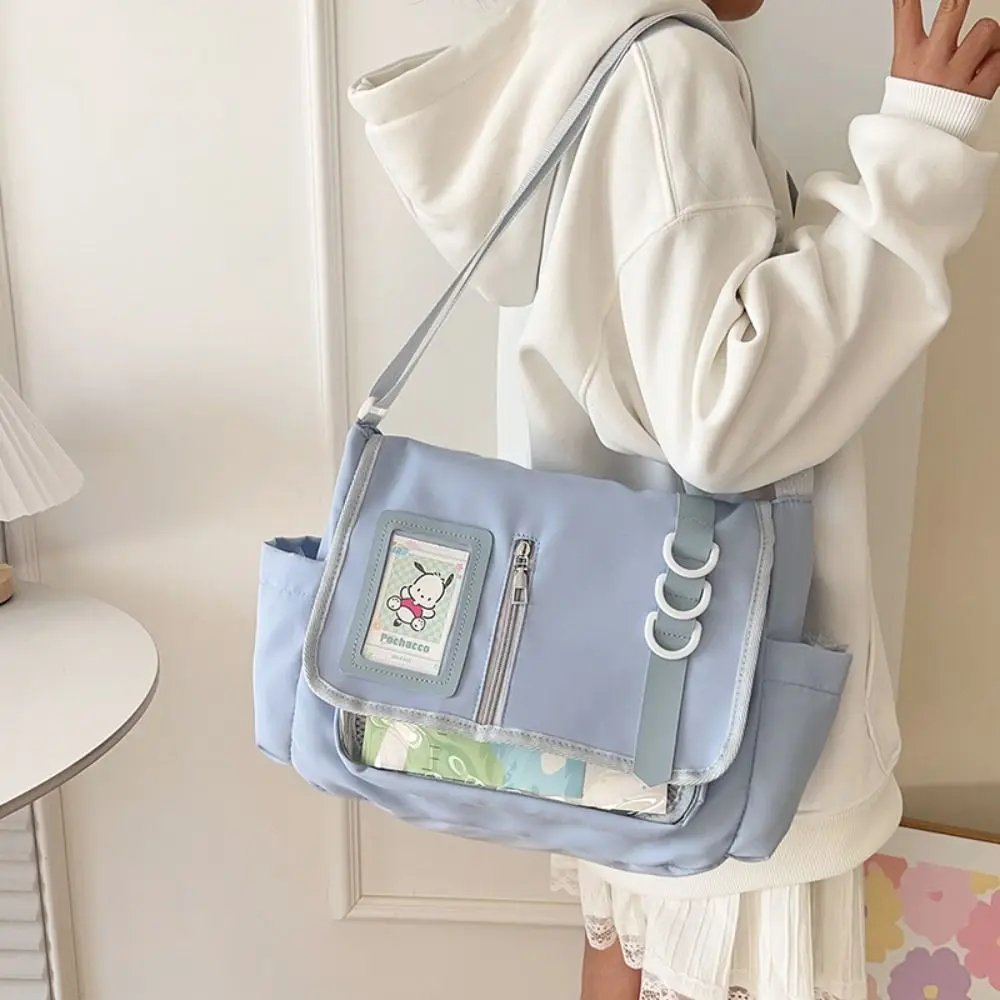 Zipper Bag Solid Color Itabag Cotton Doll Bag Nylon Transparent Bags Idol Merchandise Storage Wallet Shoulder Bag Small Item Bag