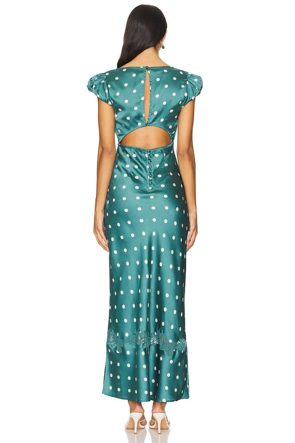 Fashionable Elegant Vintage Lace Patchwork Polka Dot Backless Maxi Dress For Women Luxurious Prom Dinner Party Wedding Guests