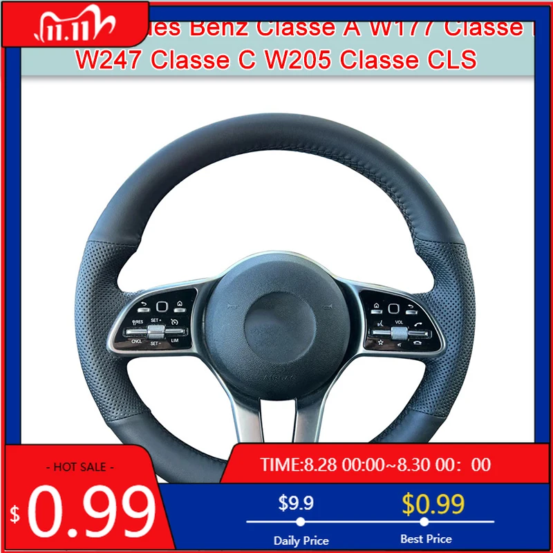 

Внутренние наклейки DIY автомобильный чехол на руль для Mercedes Benz A-Class W177 B-Class W247 C-Class W205 CLS-Class Artificial Lea