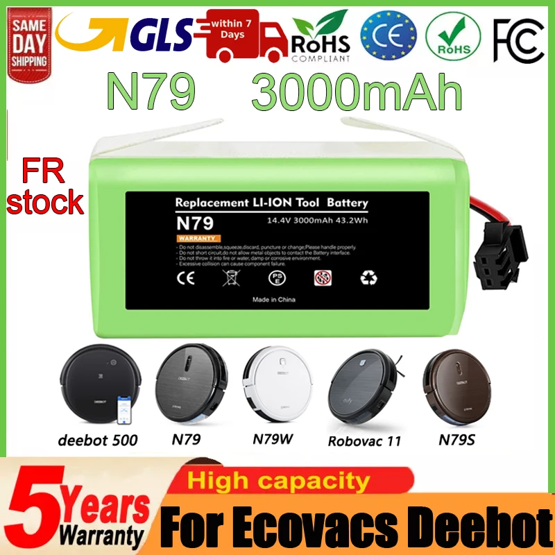 For Ecovacs Deebot N79 N79S N79W DN622 Battery Replacement 14.4V 3000mAh Compatible With Ecovacs Deebot Robot Vacuum Battery