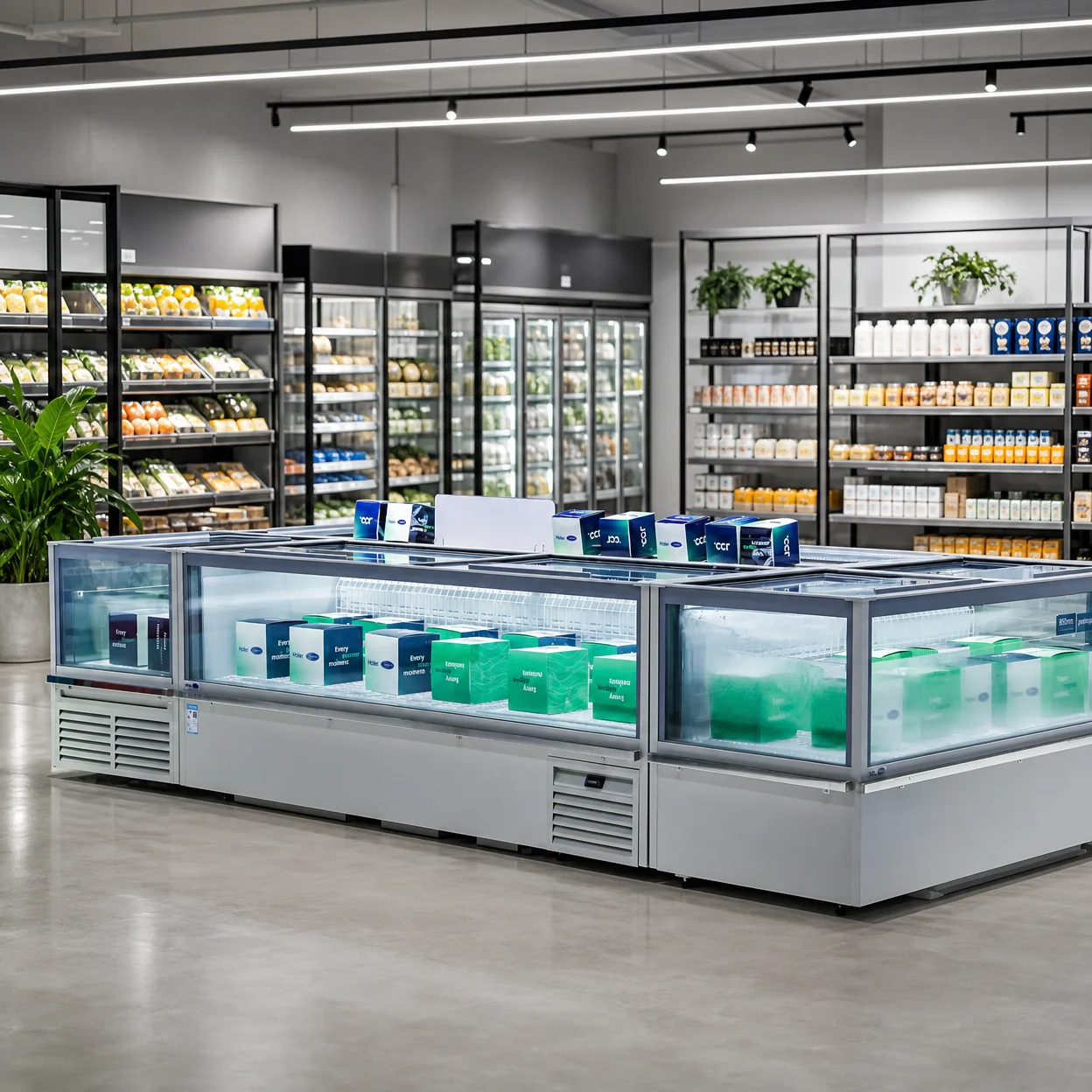 FL Island Style Refrigerated Cabinet Supermarket Open Top Refrigerator For Frozen Ice‑Cream Dairy Product Merchandising Machine