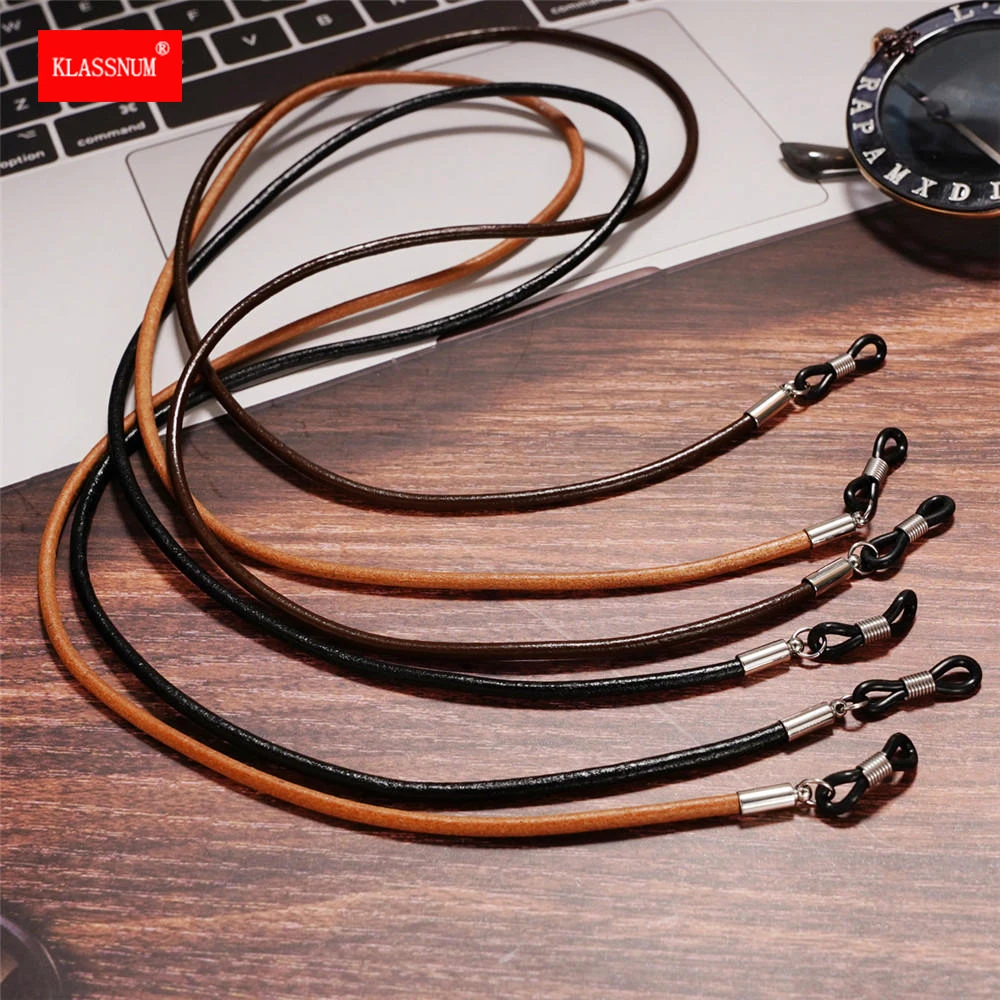 Reading Glasses Chain Men 70cm PU Leather Sunglasses Lanyard Strap Necklace Eyeglass Chain Glasses Cord Vintage Decor Accessory