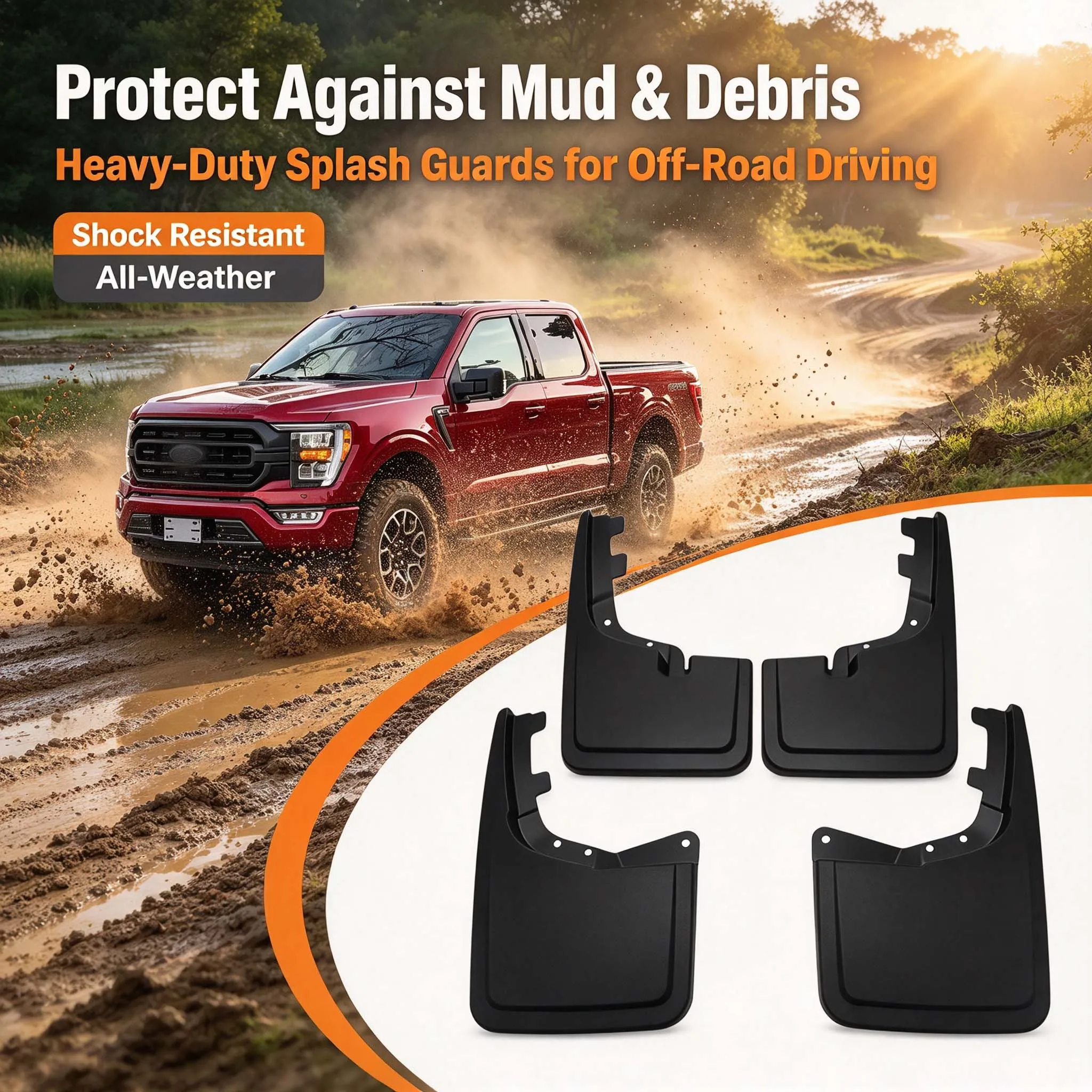 Durable Fender Mudguards Mud Flaps Splash Guards Compatible with 2021-2025 Ford F-150 F150 Lightning Front Rear Car Accessories