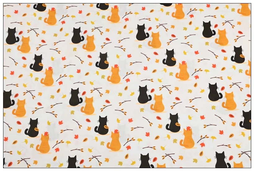 두꺼운 목화 천으로 귀여운 만화 손으로 그린 ​​고양이 인쇄 수제 DIY 가방 쿠션 던지기 베개 패브릭