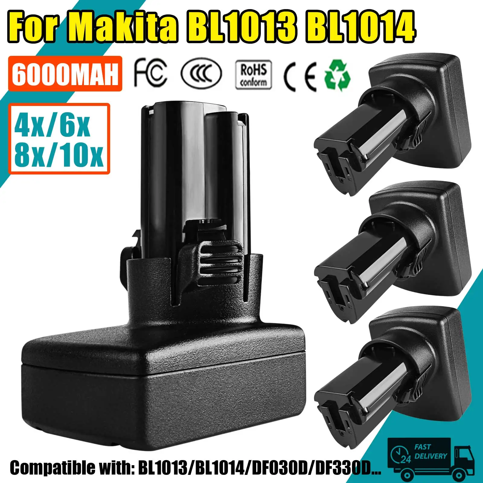 10PACK 6000MAH For Makita BL1013 Replacement Battery 10.8V 12V BL1014 BL1015 LiIon Replace Accumulators Power Tools Battery