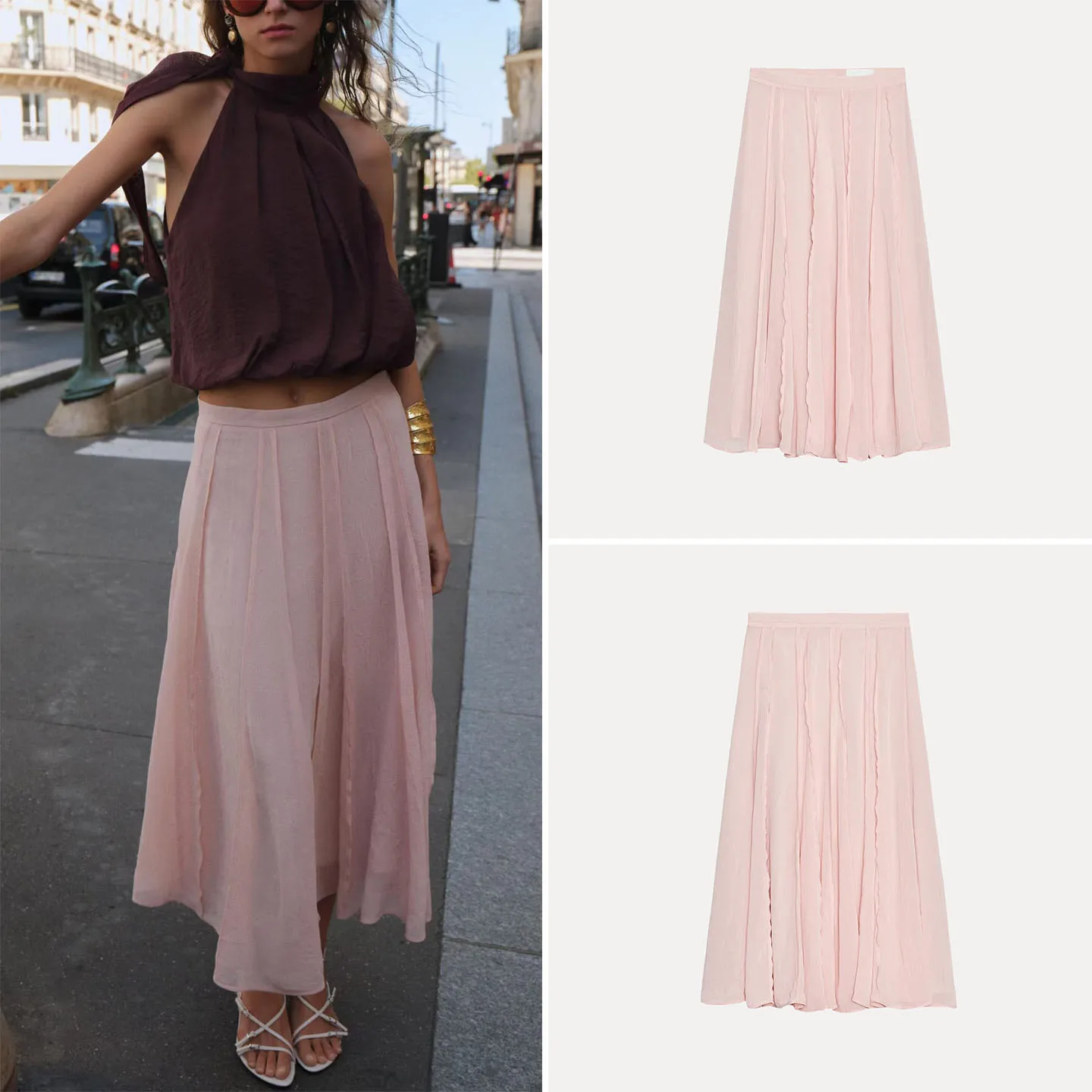 

Women's Midi Skirt Transparent Embroidery Personalized Design Autumn 2025 New Sle European Faion Stand Fit Daily Wear