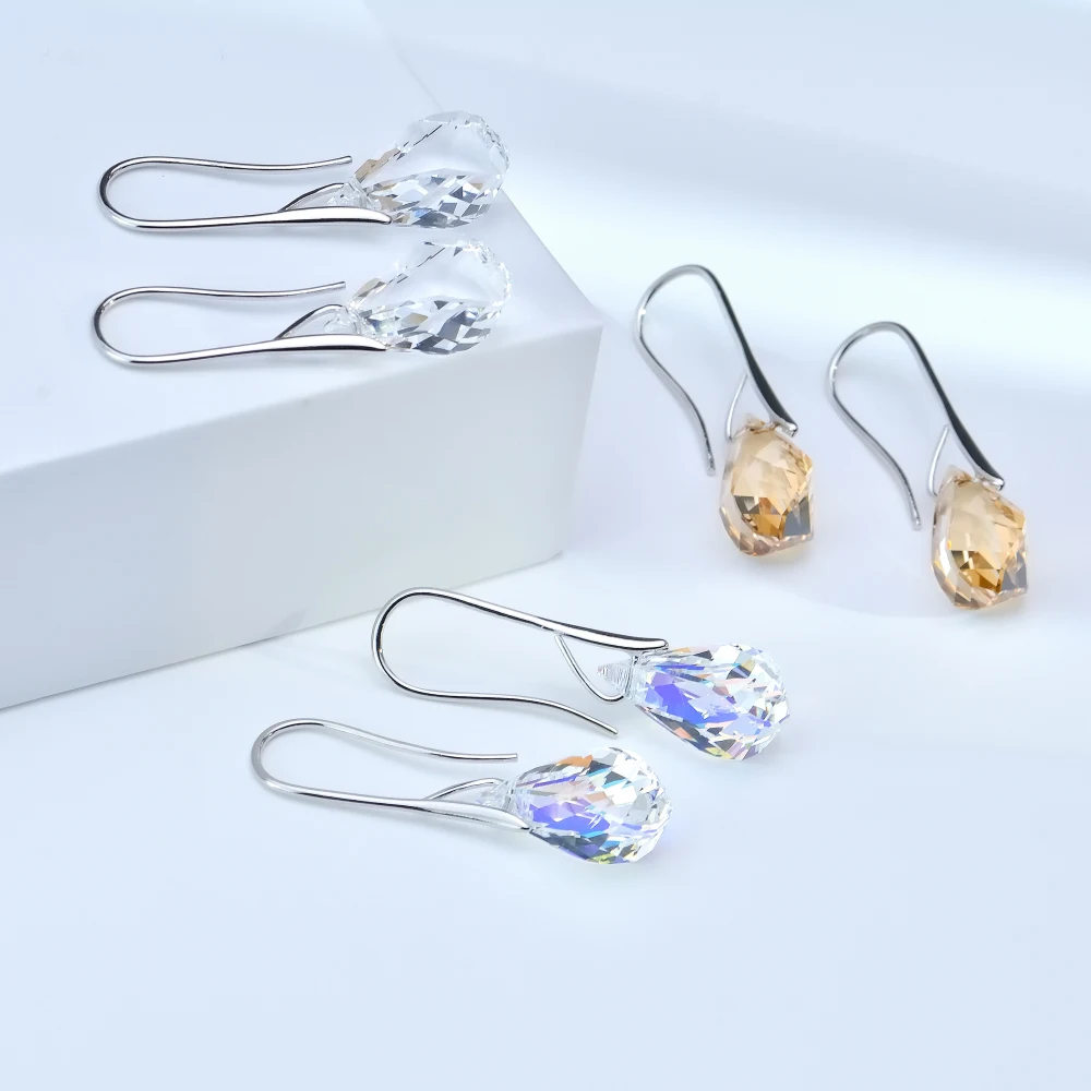 Trendy Gold Color Helix Pendant Drop Dangle Earrings Real Crystals From Austria For Women Party Statement Indian Jewelry Friends