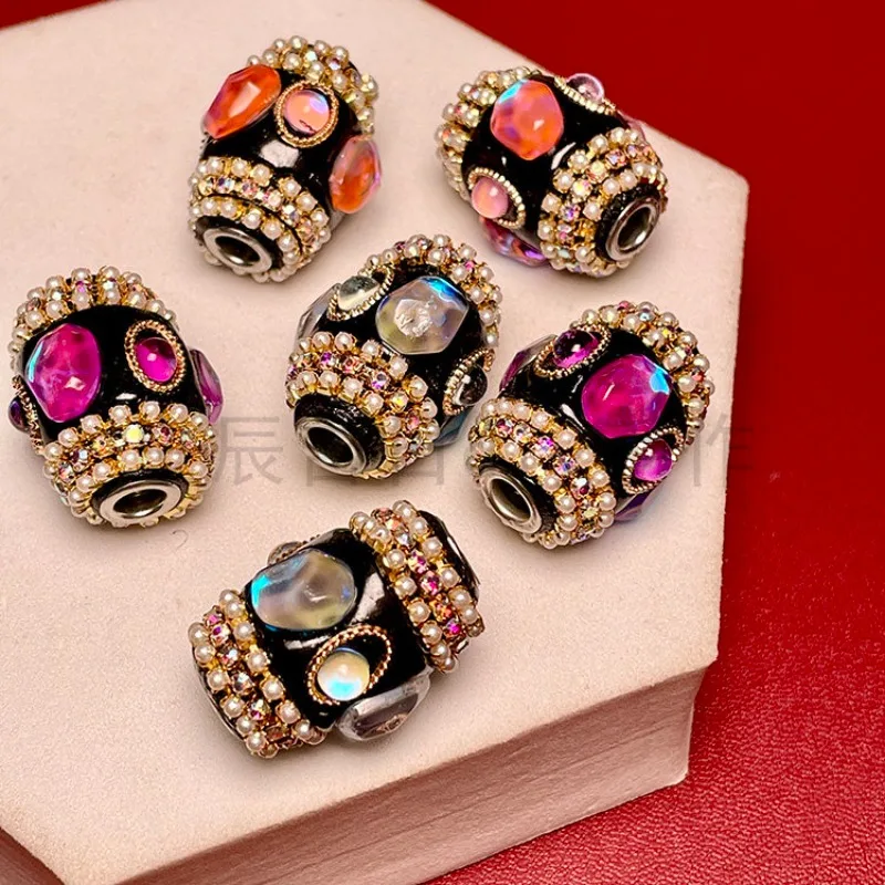 Nepal Inlay Series Handmade Bucket Beads DIY Accessories Handmade Loose Beads Bead Partition Necklace Accessories