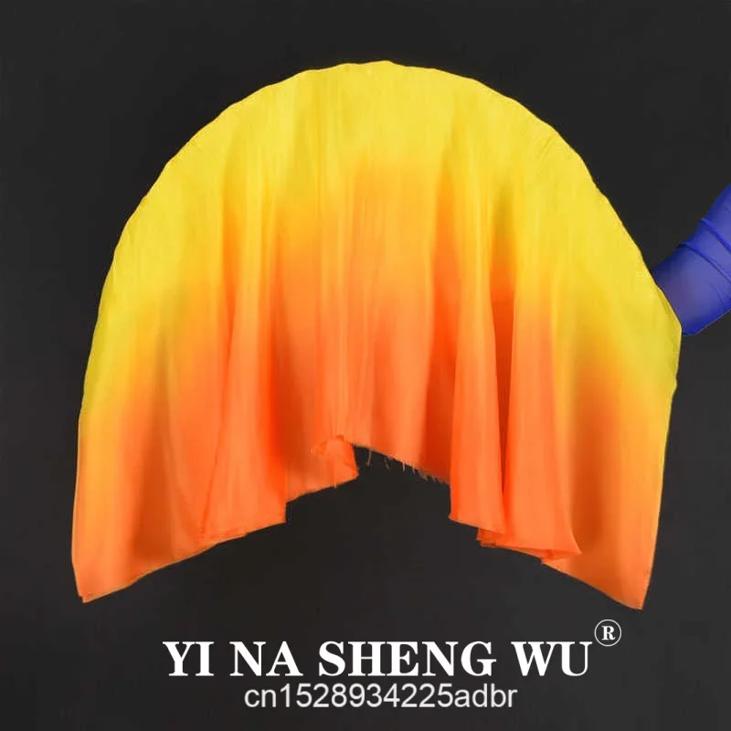 Double Side Fan Veil 100% Silk Fire Flame Art Worship Belly Dance Fan Pair Stage Performance Props Adults Customized Color