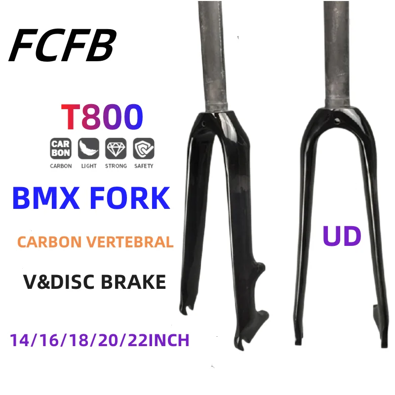 

BMX fork Full Carbon Fibre Cycling Folding Front Fork Bike Fork Bicycle Parts 14 16 18 20 22"inch Axle width 74mm or 100mm