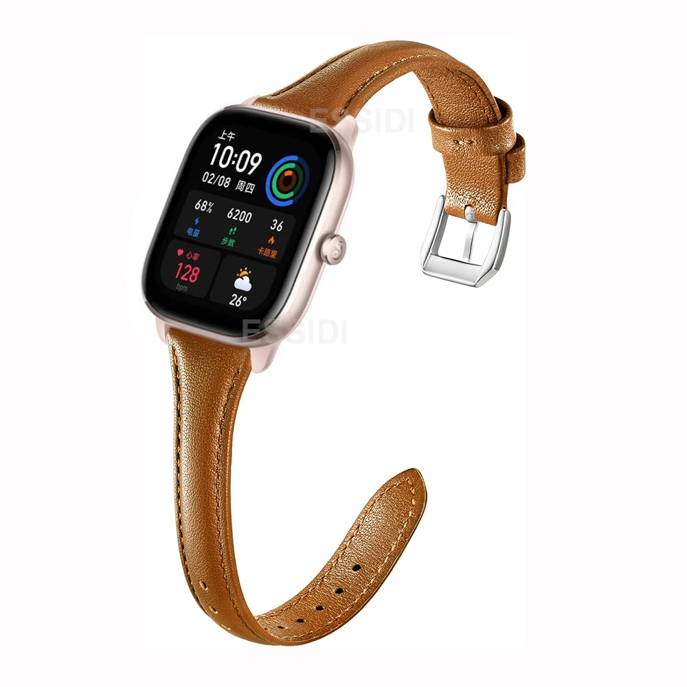20mm Slim Leather Watch Band For Huami Amazfit GTS 4 3 2 2e Mini Women Bracelet Strap Correa For GTR 42mm Bip 3 S U Lite Pro