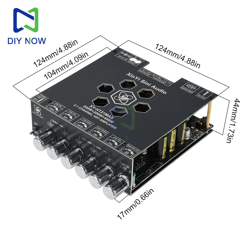 Subwoofer Amplifier Board DC 12-42V XY-HT21MAX Upgraded Version 2.1-Channel Bluetooth Amplifier Board 200W*2+400W TPA3223
