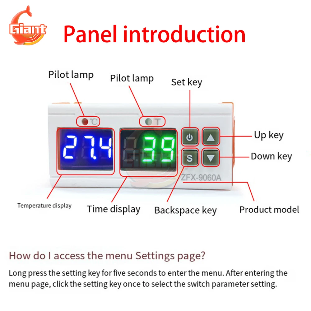 AC110-220V DC12V/24V Digital Temperature Controller Dual Display Heating Cooling Regulator Thermostat Temperature Control Sensor