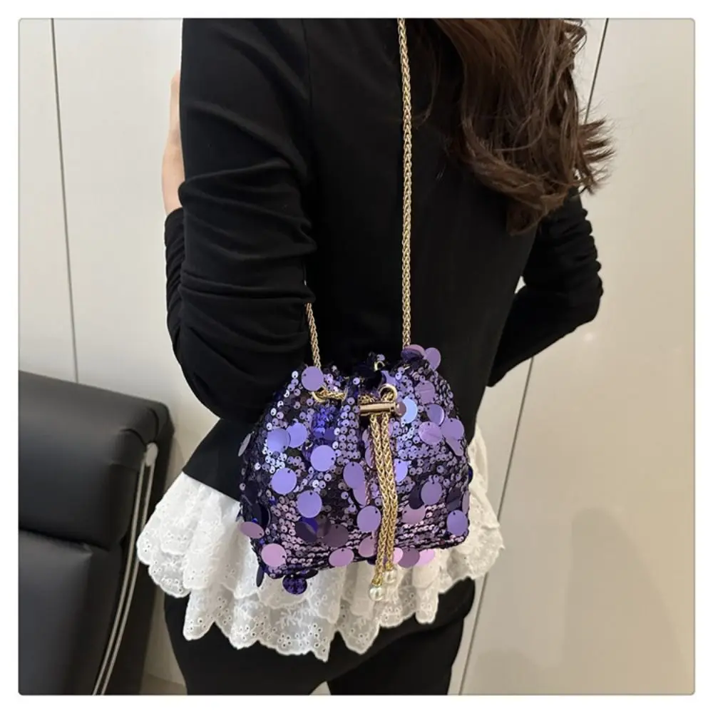 

Retro Shiny Evening Banquet Bag Glitter Blingbling Sequin Shoulder Bag Small Purse Handbag Tassel Crossbody Bag Women