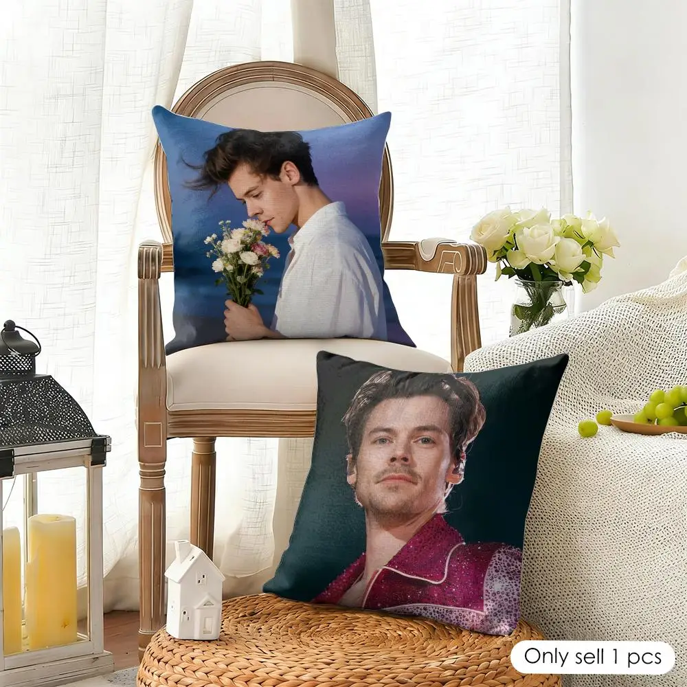 Singer H-harry Styles Cushion Cover Organic Linen Square Pillow Case Durable Non-Allergenic And Kind To Skin