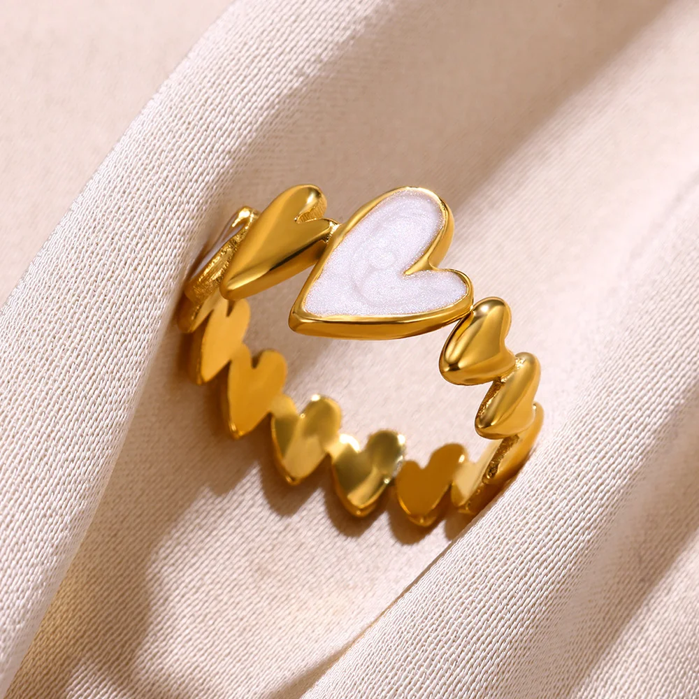 

Stainless Steel Rings For Women Vintage Heart Cute Romantic Jewelry Classic Gold Color Ring Accesorios Para Mujer 2023 New In