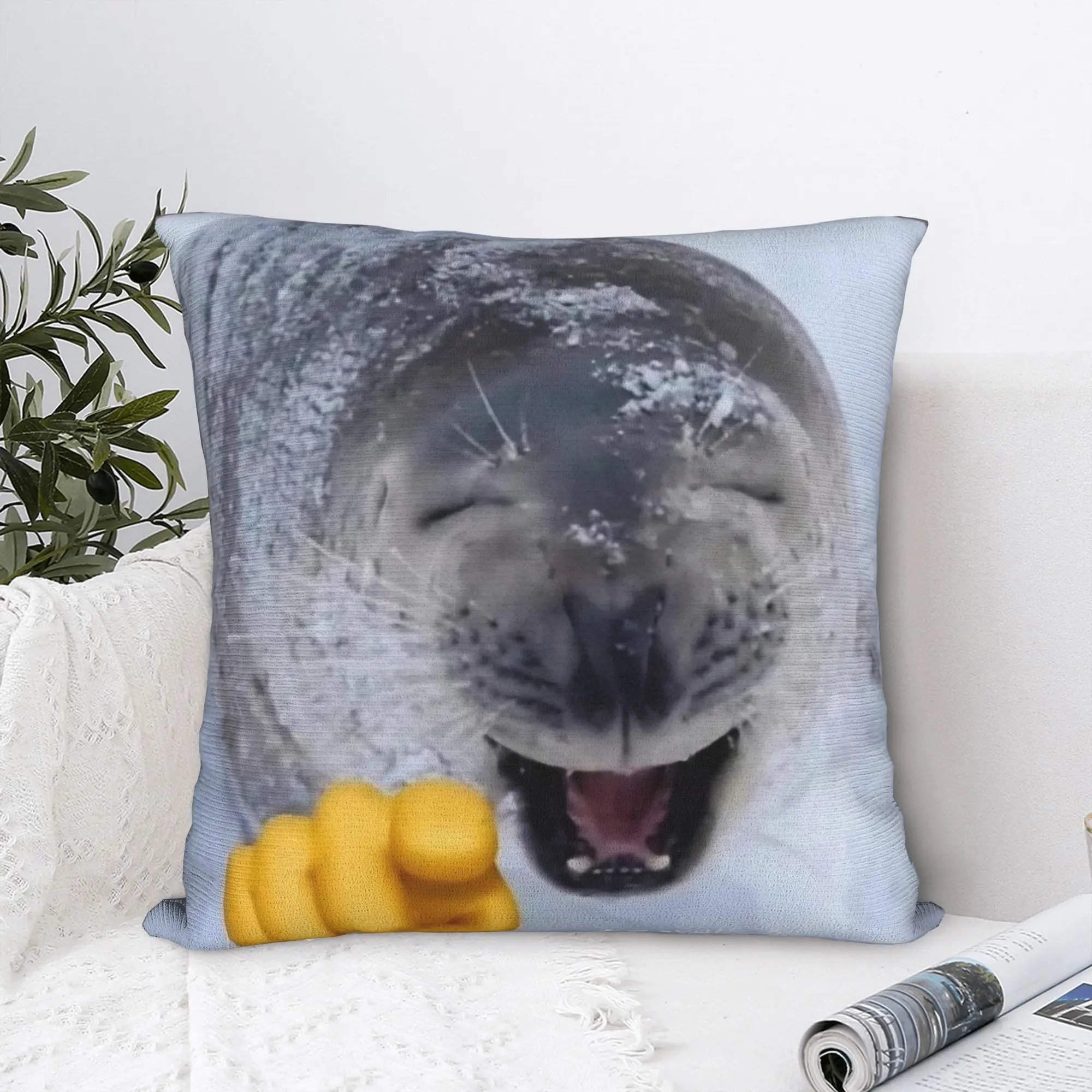 Seal Sea Happy Meme Square Pillow Cases  Cushion Covers Customized Zipper Decorative Throw Pillow Case Cover for Home 18