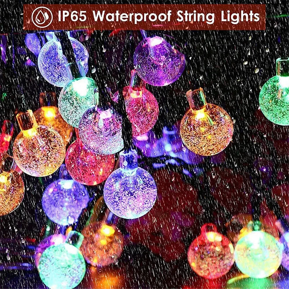 100 LED Crystal Globe Solar String Lights Outdoor Waterproof with 8 Modes for Garden Tree Patio Party Christmas Decorations