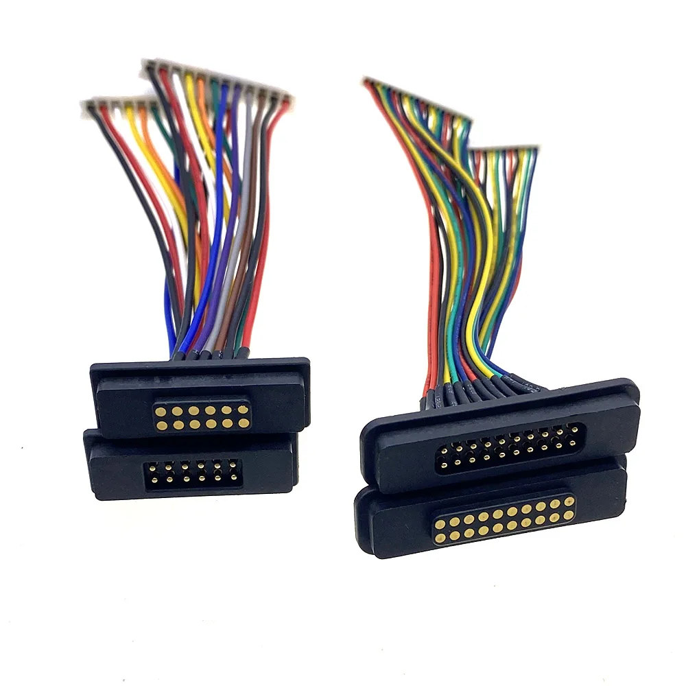 스프링 장착 남성 여성 2.54mm 피치 12Pin 20Pin 폴 스루 홀 PCB 커넥터 2A DC 마그네틱 포고 핀(리본 케이블 포함)