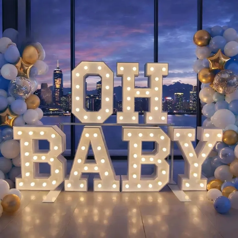 3D Metal Electronic Signs 4 Ft Oh Baby Led Letters 4ft Marquee Numbers Custom Metal Led Marquee Letters for Wedding Party Decor