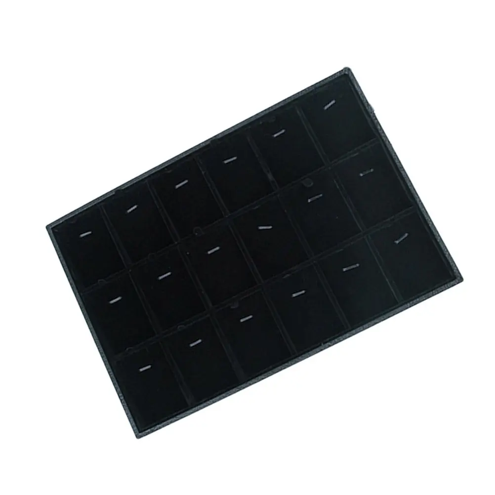 

Шкатулка-органайзер для украшений, черная, 18 отделений, подставка-лоток для демонстрации ожерелий, браслетов, колец, часов