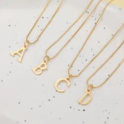 Lateefah Hot Selling New 26 Letter Pendant Necklace Fashion Box Chain Gold Neck Ornaments