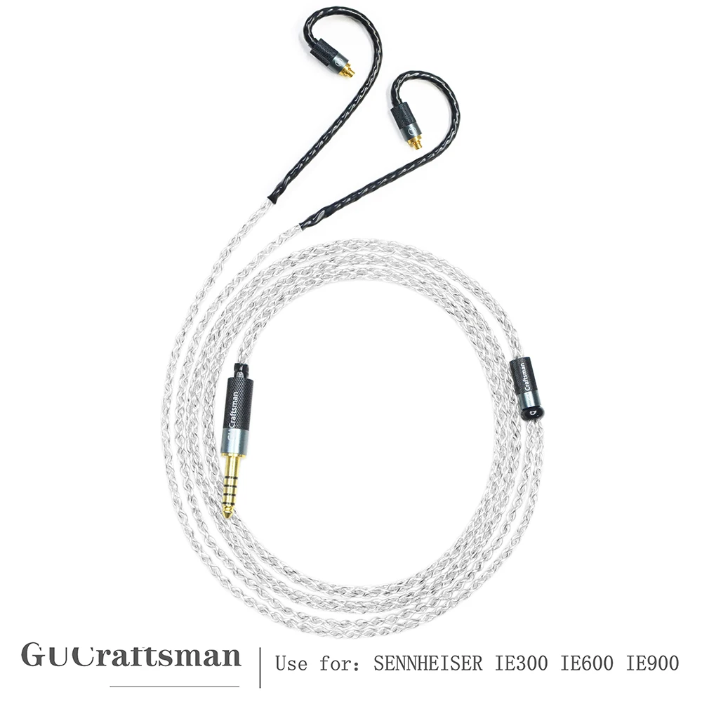 GUCraftsman 5N OFC Silver Plated Graphene IEM Upgrade Cable 4.4mm Balanced Cable for SENNHEISER IE300 IE600 IE900