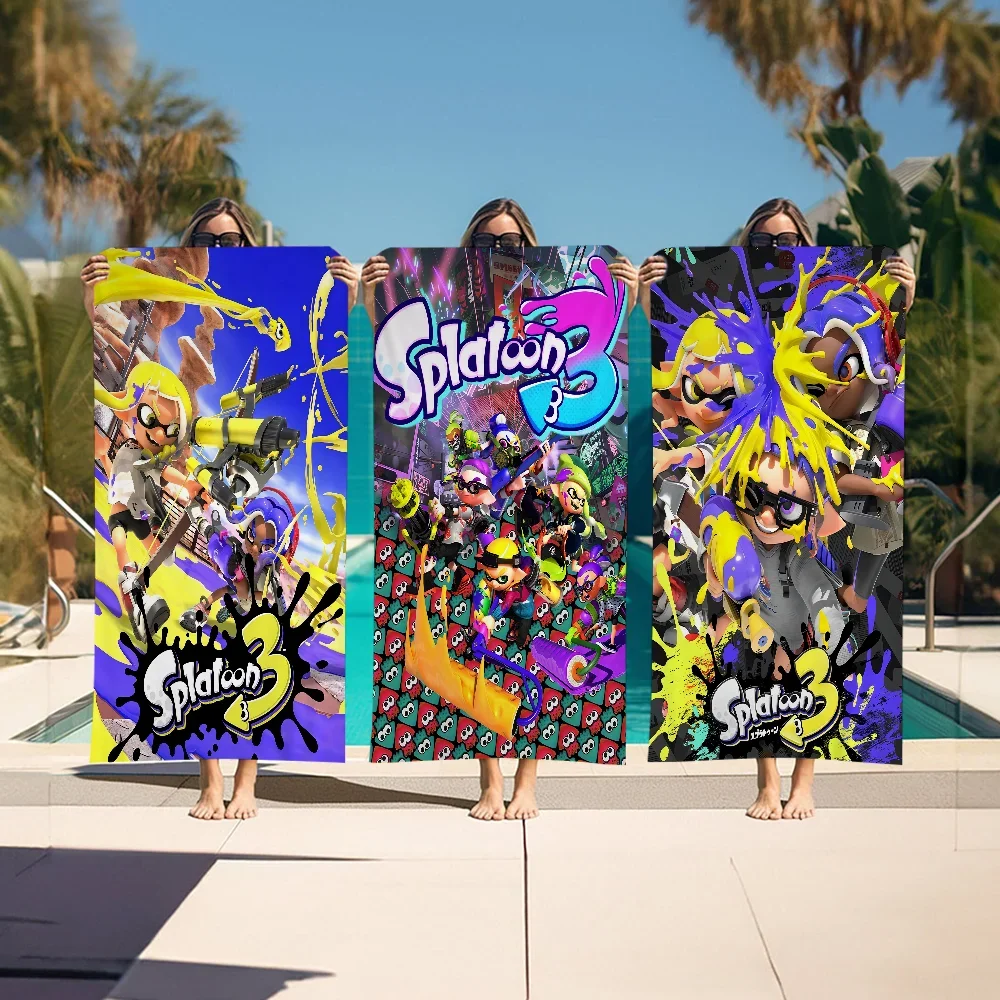 Video Game S-Splatoon 3 Microfiber Blanket Quick Drying Beach Towels Oversized Printing Super Absorbent Pool Towel Blanket