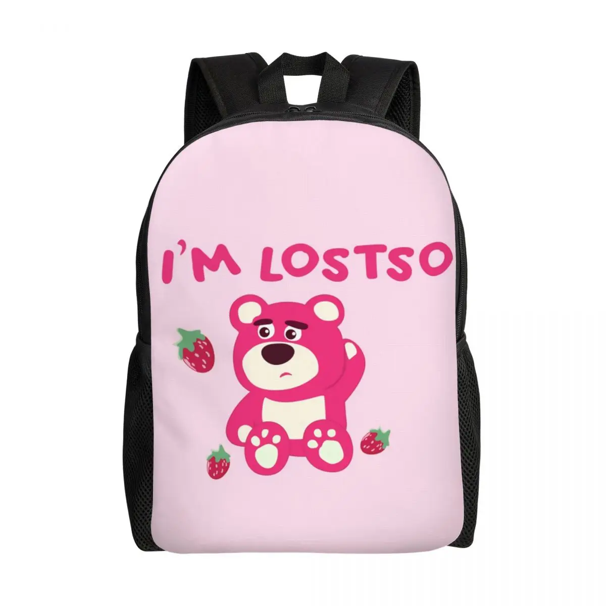 Custom Cute Lotso Huggin Strawberry Bear Backpack for Men Women Waterproof School College Bag Print Bookbags