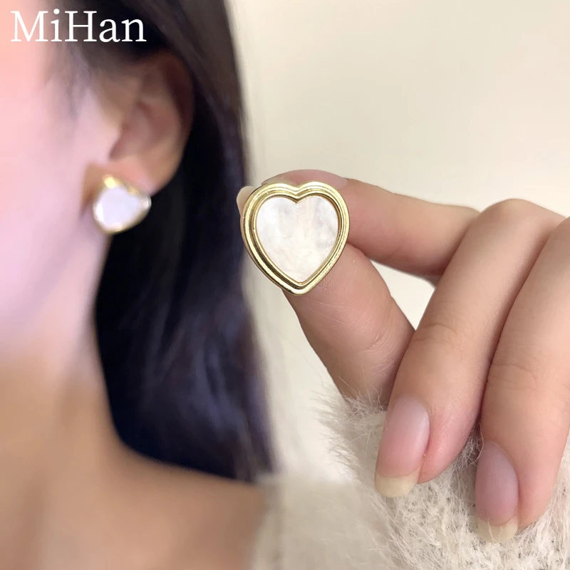 

MiHan Modern Jewelry 925 Silver Needle Sweet Korean Temperament Heart Earrings For Women Fashion Accessories 2023 Trend New