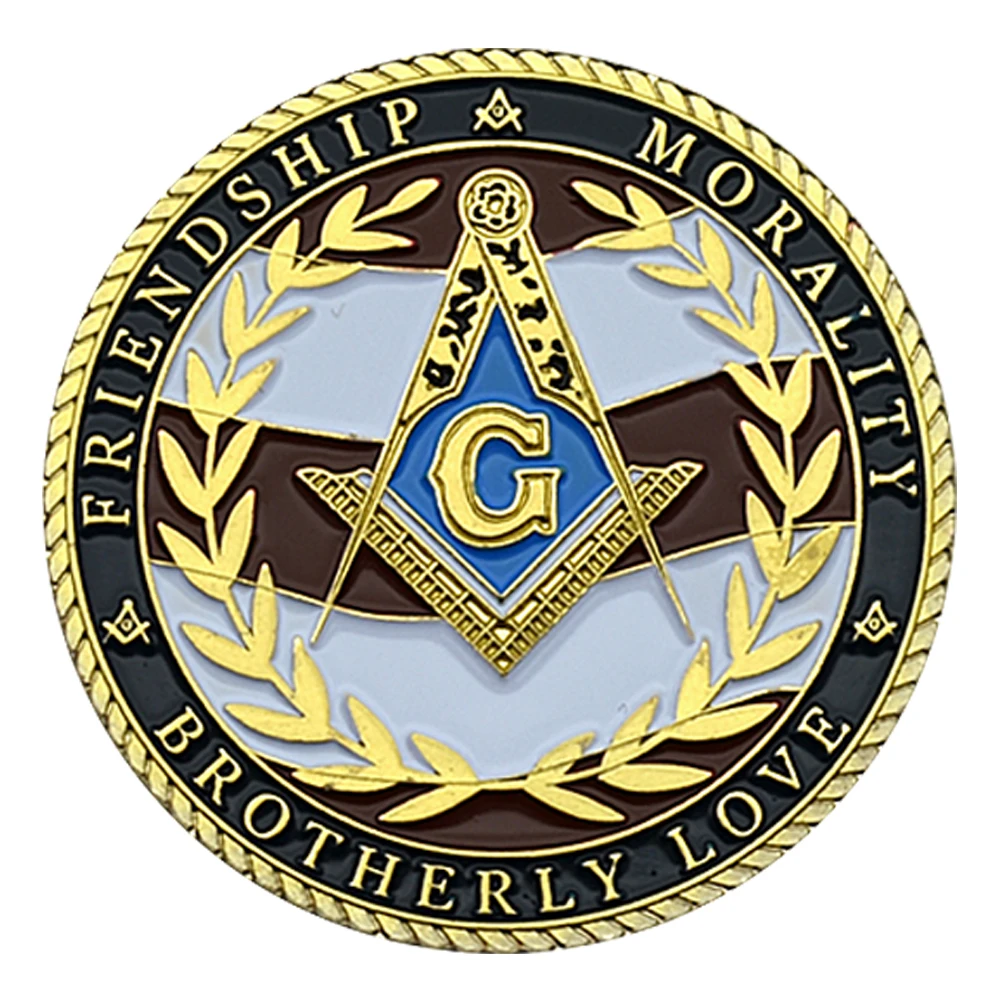 American Masonic Challenge Coin Masonic Brotherhood Gold Plated Metal Crafts Commemorative Coin Collection Holiday Gift