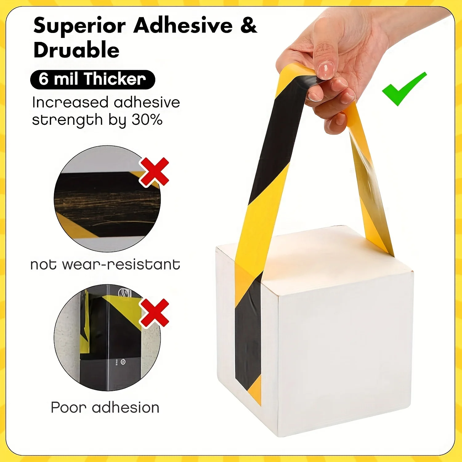 Hazard Warning Safety Stripe Tape Black & Yellow Ideal For Hazard Caution Warning Social Distance Warehouse Gym Floor