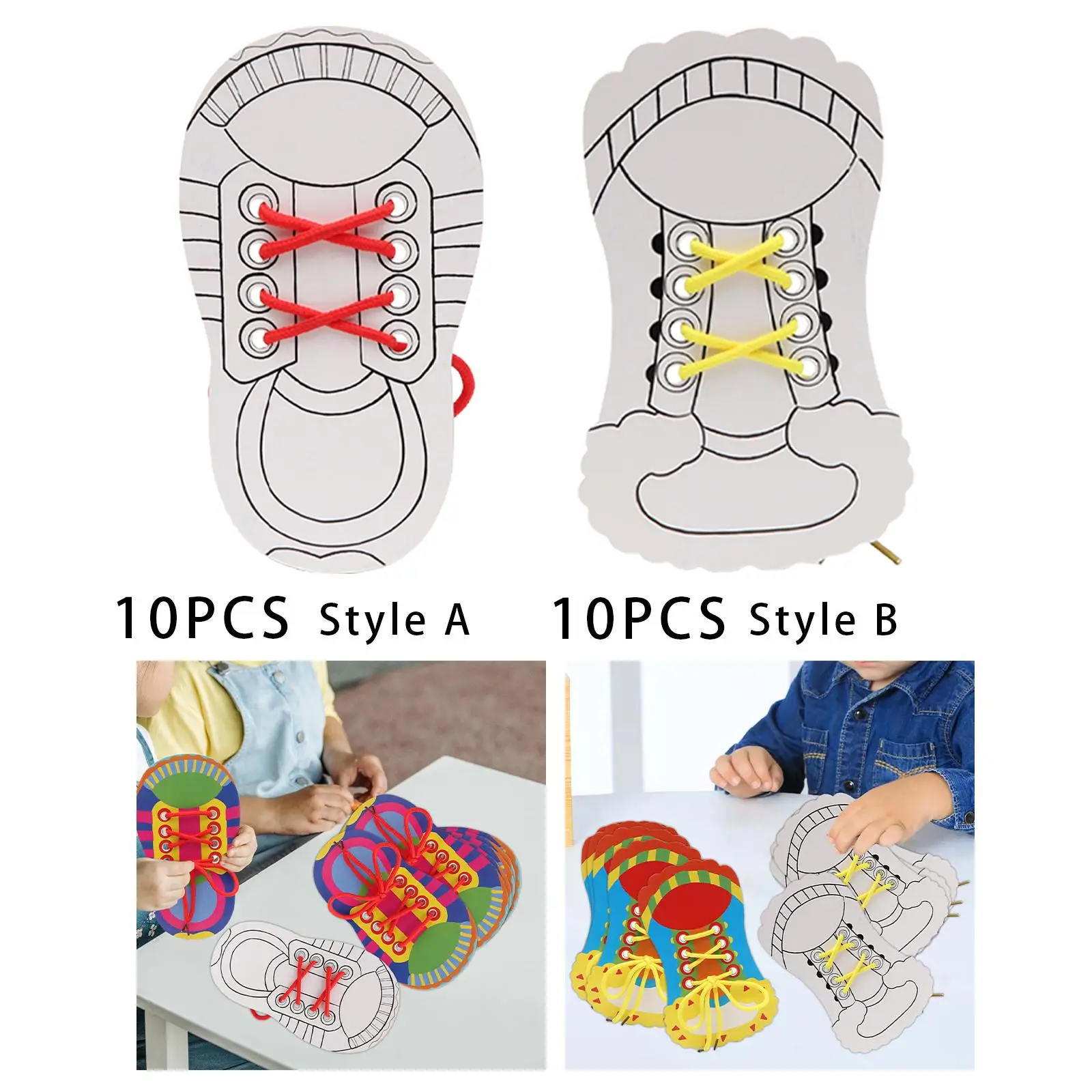 Cordones de lazo de tablero ocupado, desarrollo de habilidades motoras básicas, juguete de viaje, 10 unidades