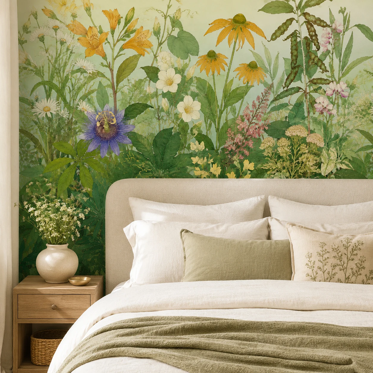 Vintage Wildflower Garden Wallpaper Mural Botanical Floral Meadow Living Room Bedroom Wall Decor Non Self Adhesive Requires Glue