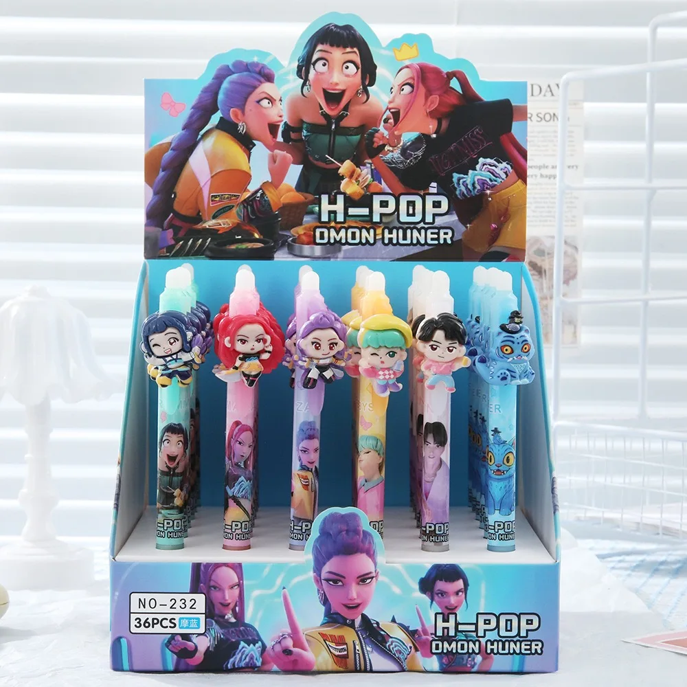 أقلام كاواي اللطيفة القابلة للمسح - أقلام جل احتكاك من الراتنج لشخصية الرسوم المتحركة، لوازم مدرسية عصرية بالحبر الأزرق للفتيات ومحبي الأطفال