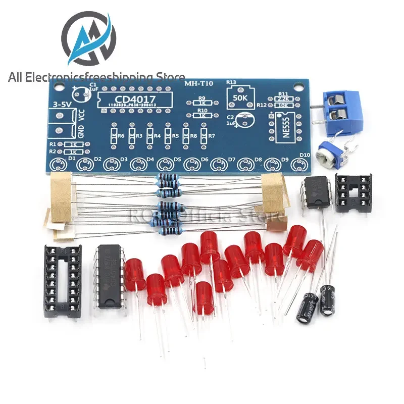 NE555 CD4017 Running LED Flow Light Electronic Production Suite Control Board Module Capacitor Oscillator Clock Siganal DIY Kit