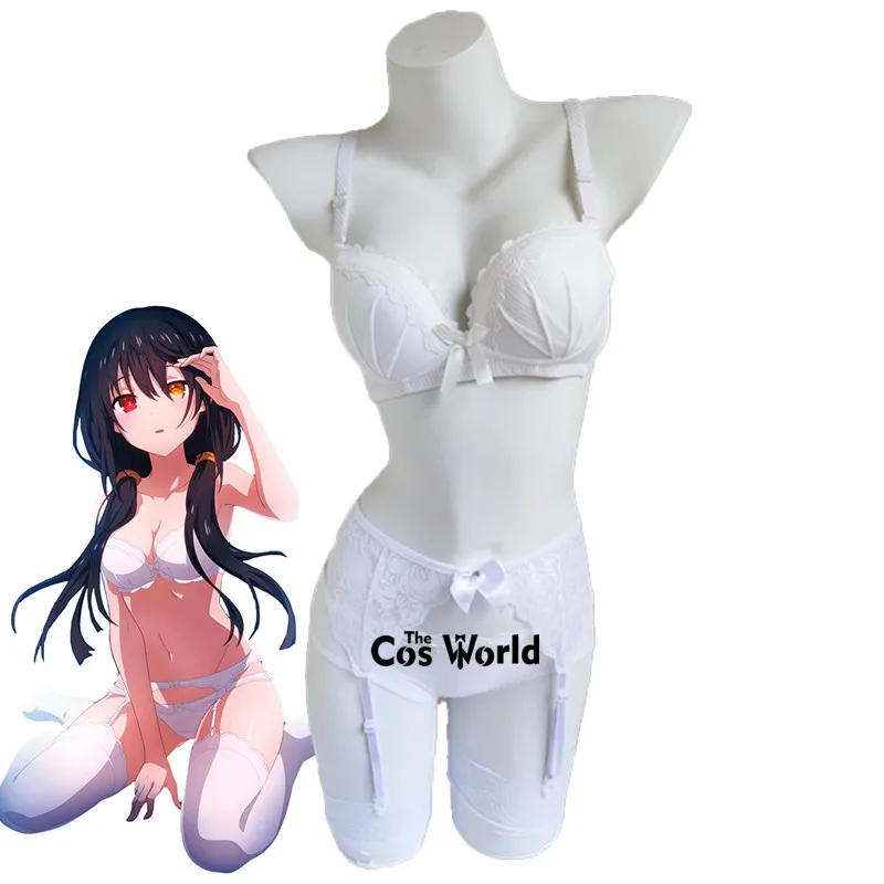 Date A Live Tokisaki Kurumi White Sexy Lace Underwear Underpants Outfits Anime Cosplay Costumes