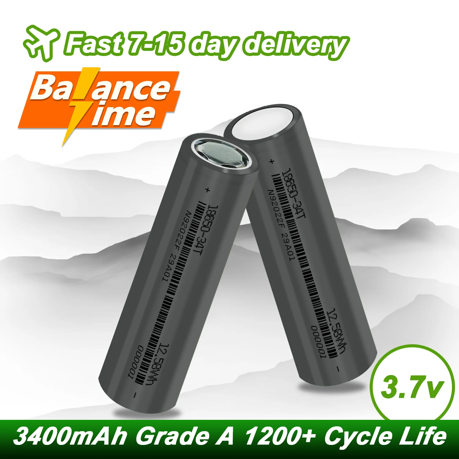 

New 18650 3400mAh Lithium-Ion Rechargeable Battery Grade A 1200+ Cycle Life for Power Bank Torch Bicycle No Tax&Vat