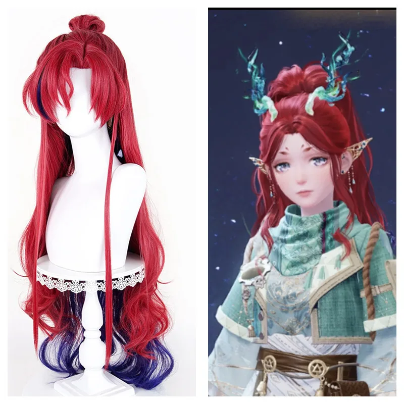 

Already Styled Arknights Yu Cosplay Wig Red Dark Blue Long Hair As Props Role Play Accessories Coser Gift for Halloween Party