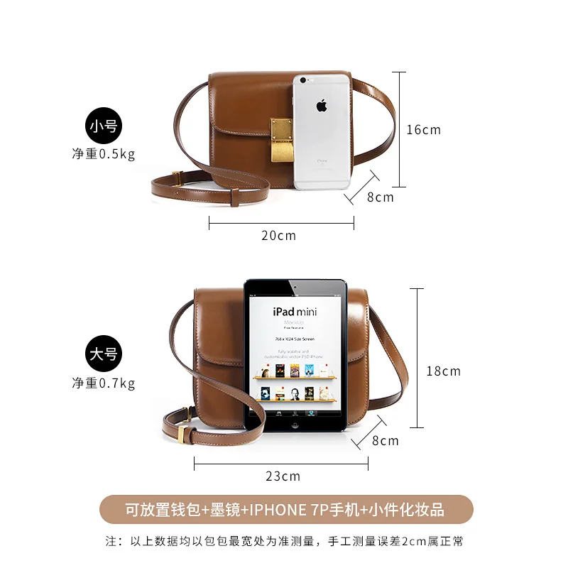 Genuine Leather Crossbody Tofu Bags For Women Luxury Designer Handbags Mobile Phone Purses Ladies Shoulder Bag Messenger Bags