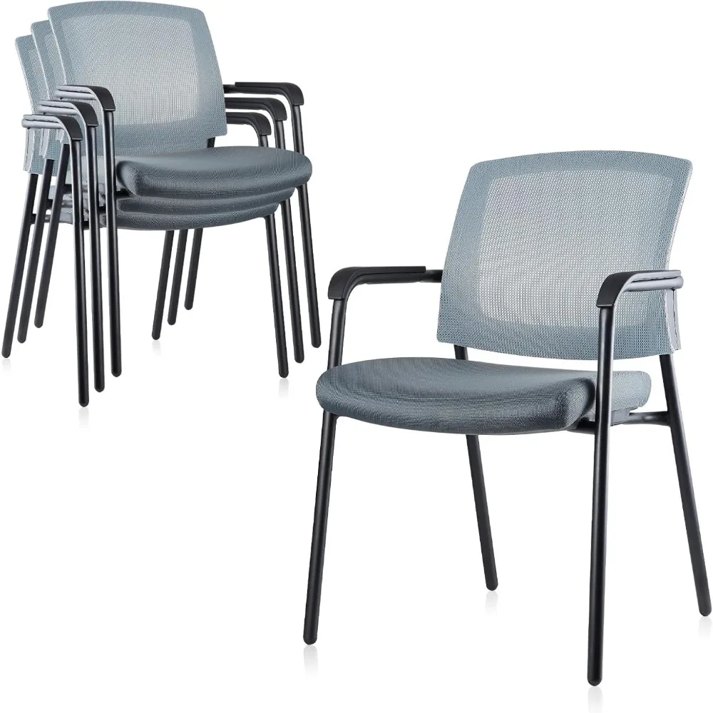 

Office Reception Guest Chair Mesh Back Stacking with Ergonomic Lumbar Support and Thickened Seat Cushion for Waiting Conference