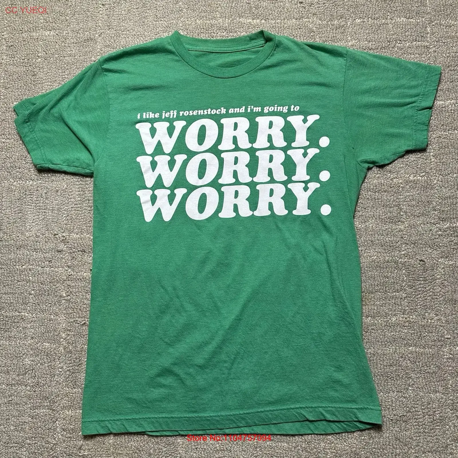 Jeff Rosenstock Band Worry 2015 Green T Shirt Size Small Med vintage Washed Stretched Soft Slightly Casual fashion Comfortable